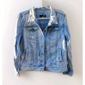Kut From the Kloth Boyfriend Denim Trucker Jean Jacket Distressed Womens Medium